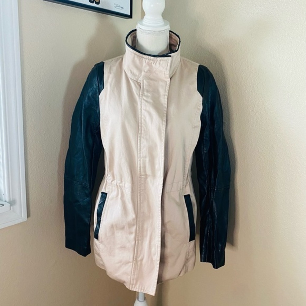 H&M cotton and faux leather anorak jacket, Sz. 8